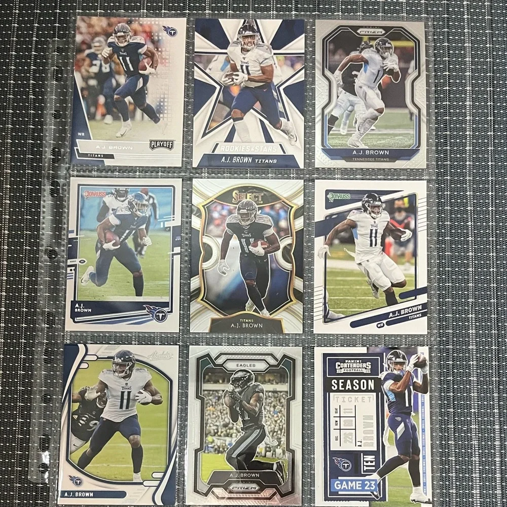 🏈 A.J. Brown Titans/Eagles NFL Football Sports Traded Card Collection - Lot of 9